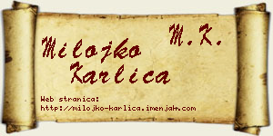 Milojko Karlica vizit kartica